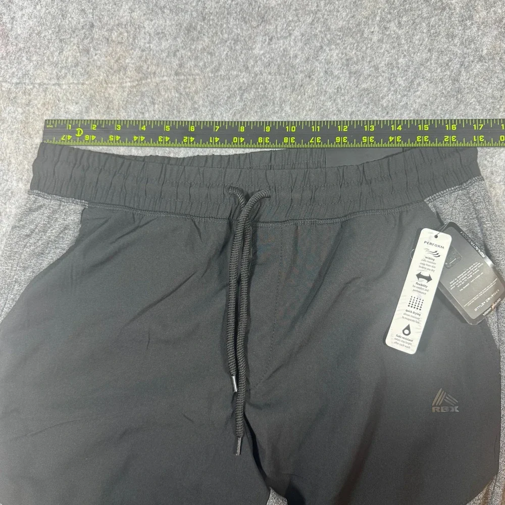RBX Active Mens Tapered Jogger Pants Black Grey Heather X-Dri CRM7003 Large NEW